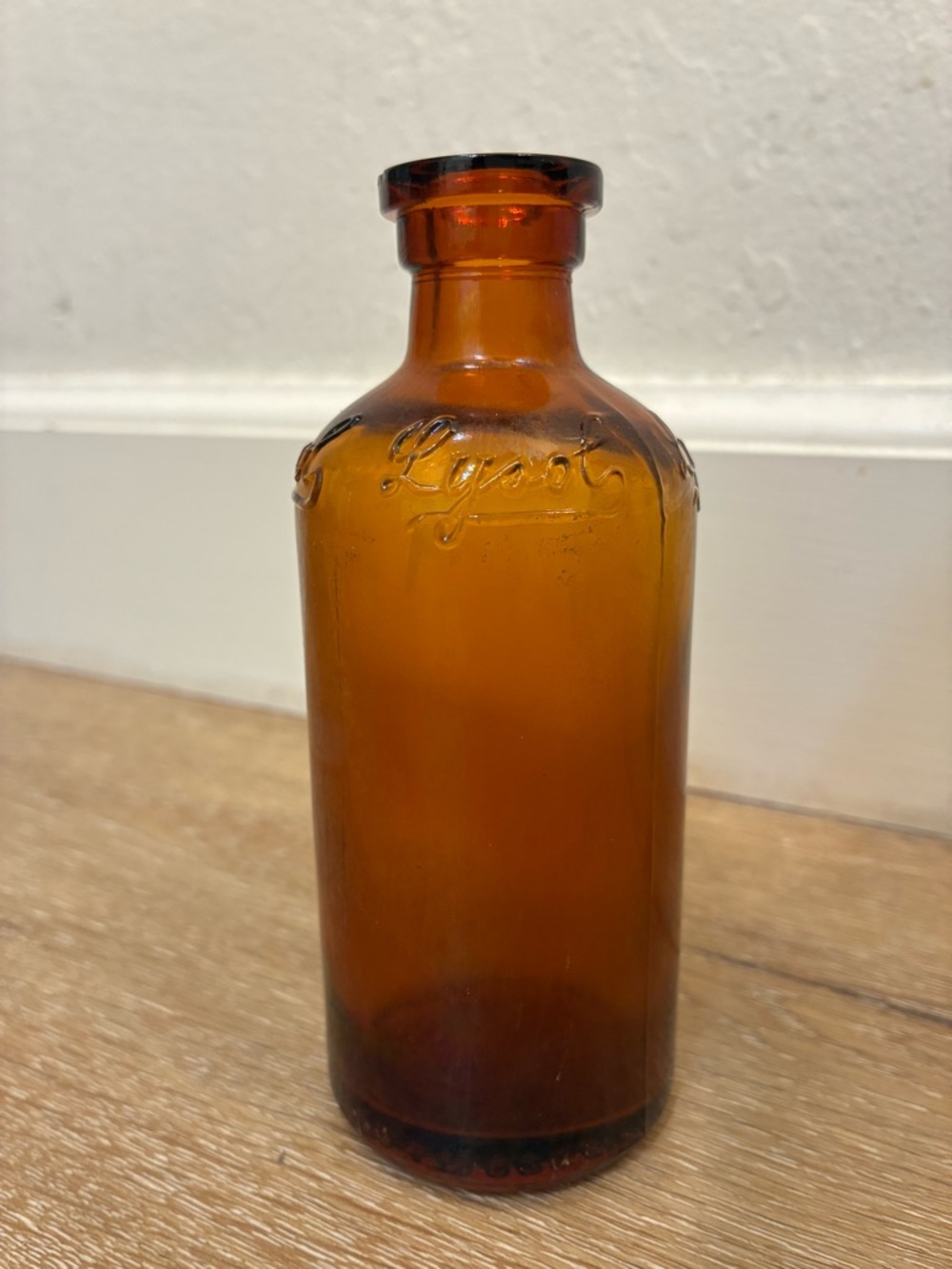 Vintage Lysol Disinfectant Amber Glass Bottle
